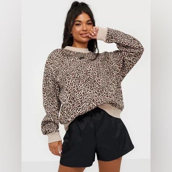 Nike | Tops | Nike Leopard Print Crew Neck Sweatshirt | Poshmark